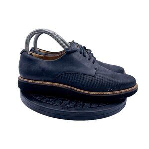 Clark Glick Darby Women Loafer 7 Black Leather Lace Up Comfort Flat Shoes